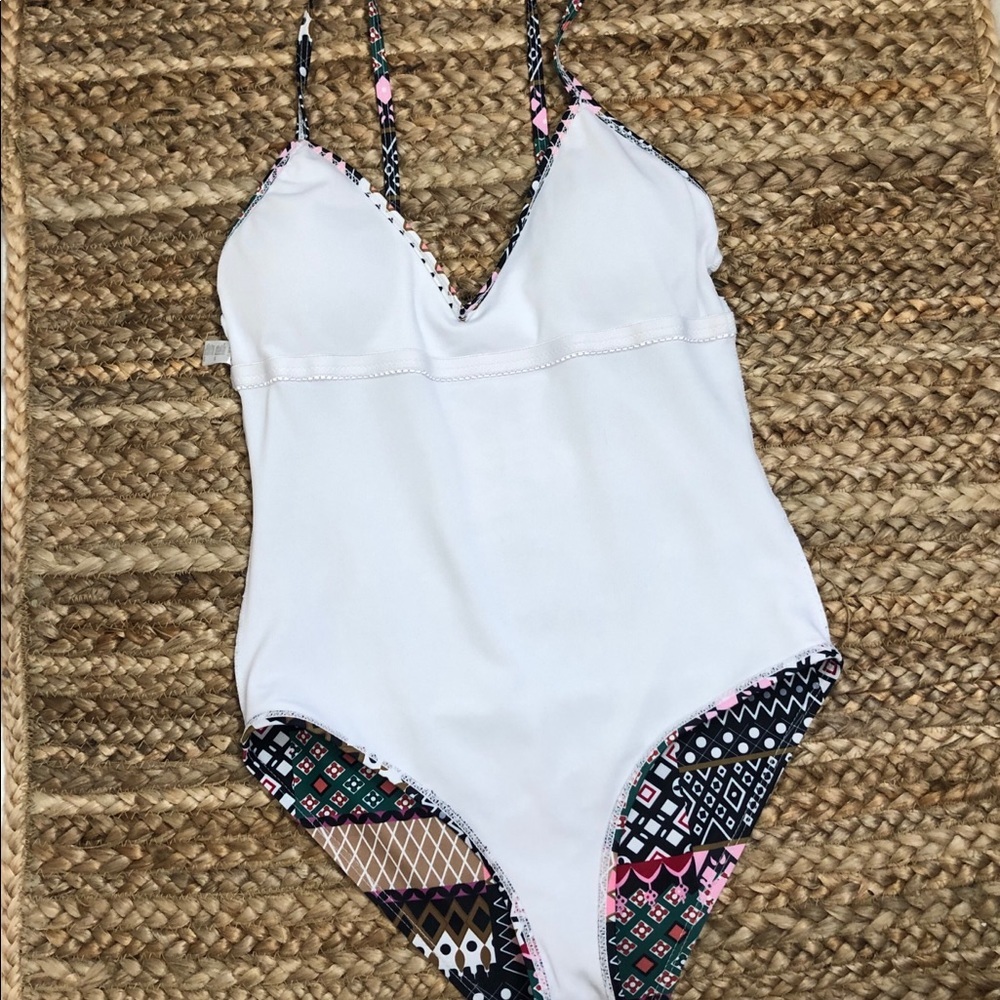 Patch Work Print Onepiece Swimsuit - image 6